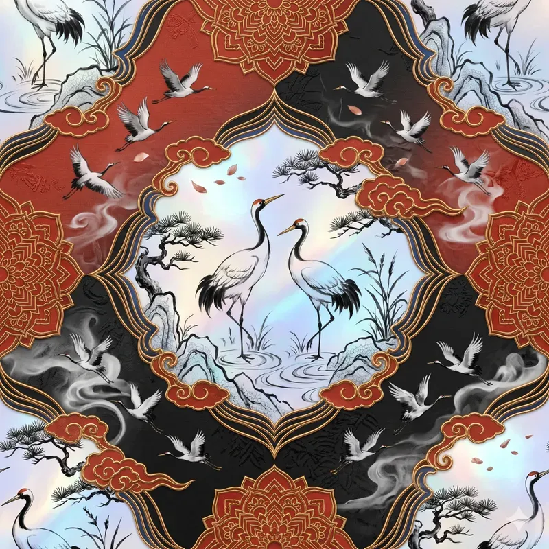 Oriental Seamless Pattern Fabric Art