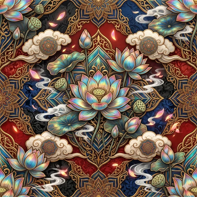 Oriental Seamless Pattern Fabric Art