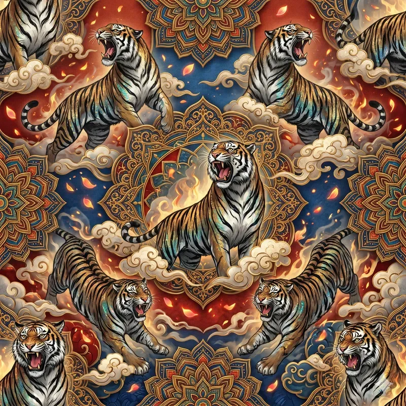 Oriental Seamless Pattern Fabric Art