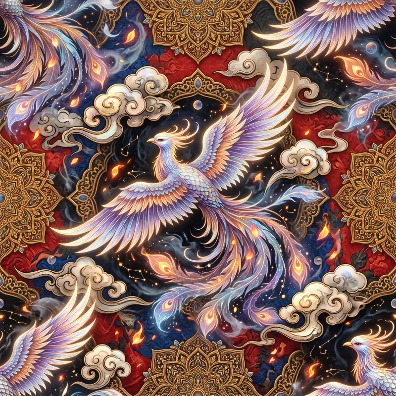Oriental Seamless Pattern Fabric Art