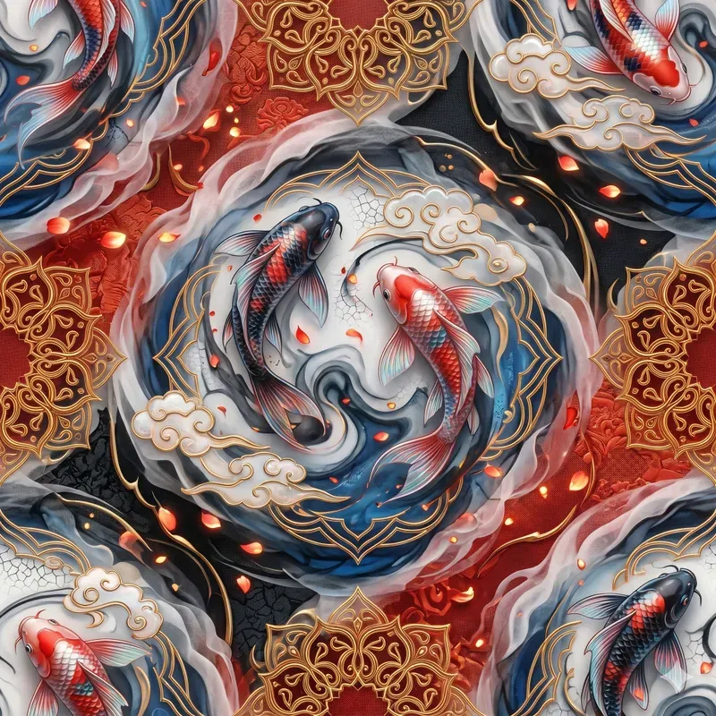 Oriental Seamless Pattern Fabric Art