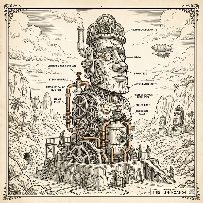Steampunk Monument Line Art Generator