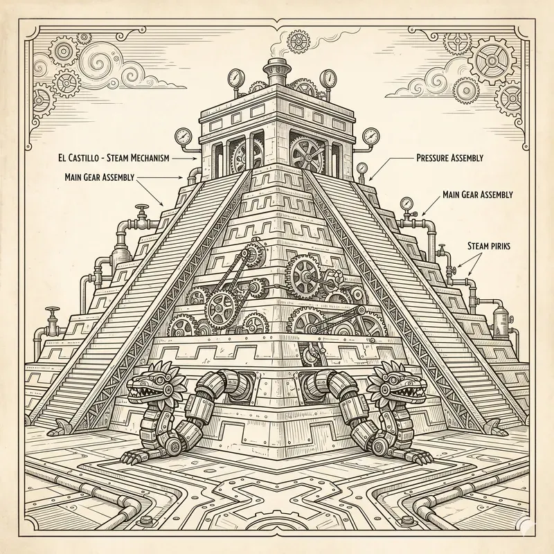 Steampunk Monument Line Art Generator