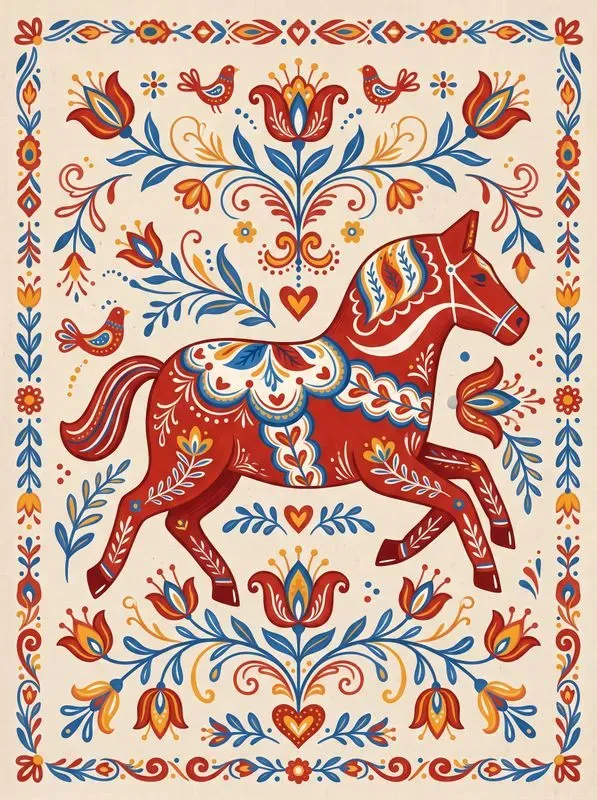 Nordic Folk Art Animal Illustrations