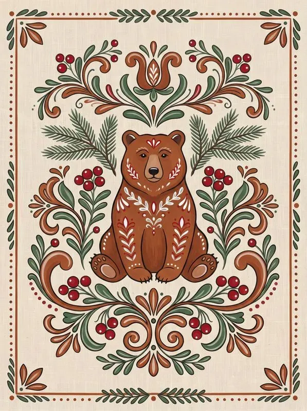 Nordic Folk Art Animal Illustrations