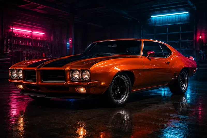 Retro Muscle Car Neon Garage Posters