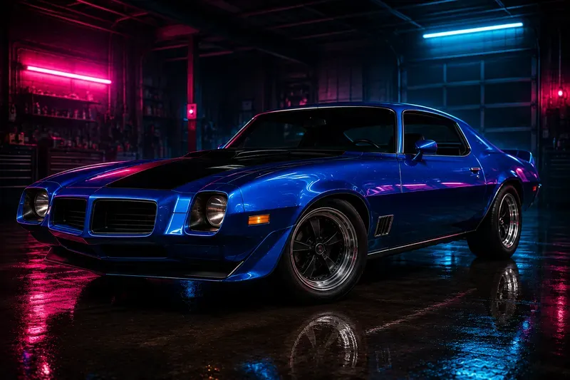 Retro Muscle Car Neon Garage Posters