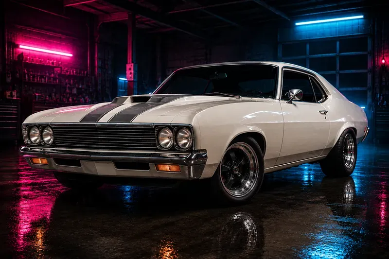 Retro Muscle Car Neon Garage Posters