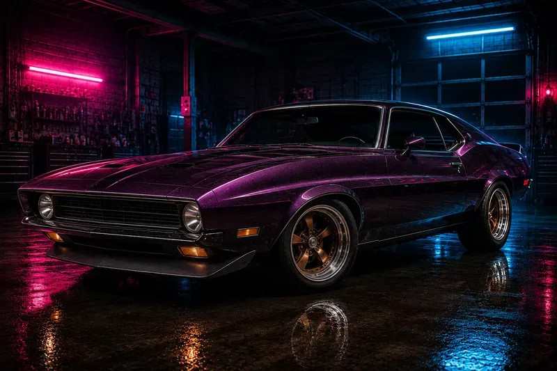 Retro Muscle Car Neon Garage Posters