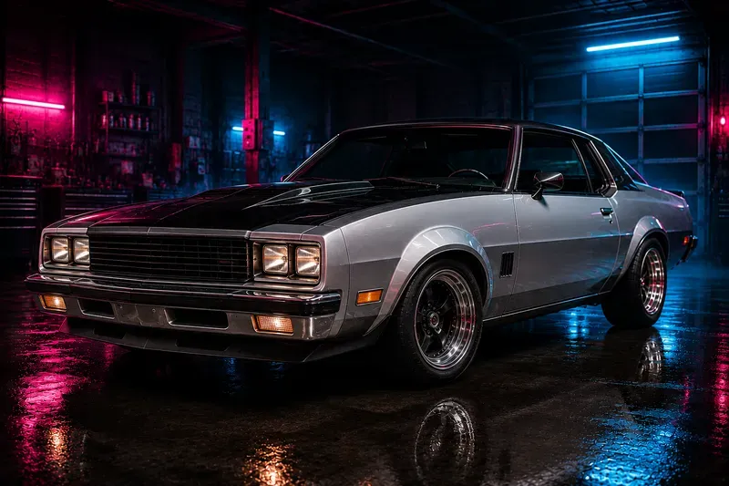 Retro Muscle Car Neon Garage Posters
