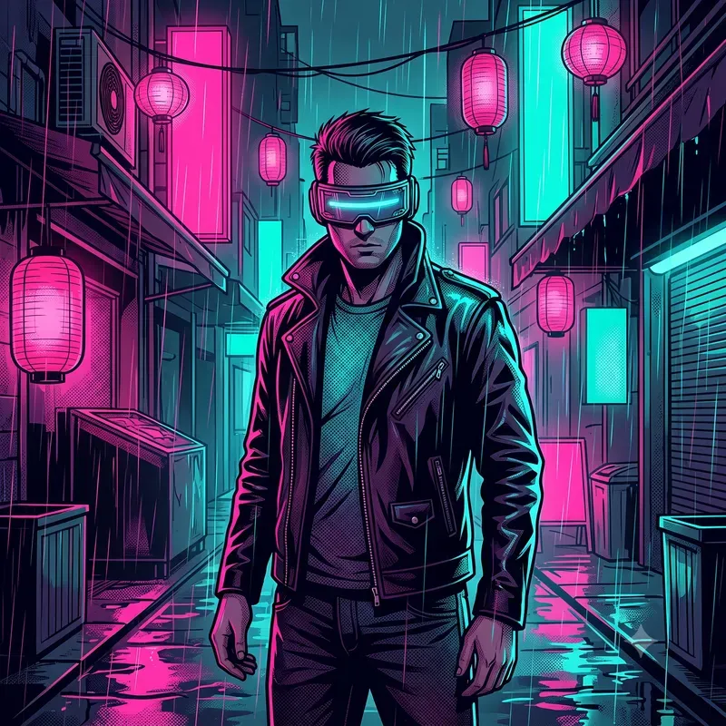 Retro Cyberpunk Neon Vector Graphics
