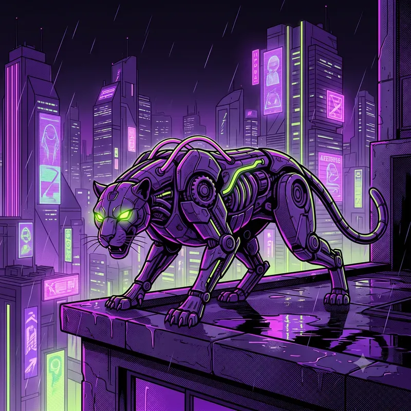 Retro Cyberpunk Neon Vector Graphics