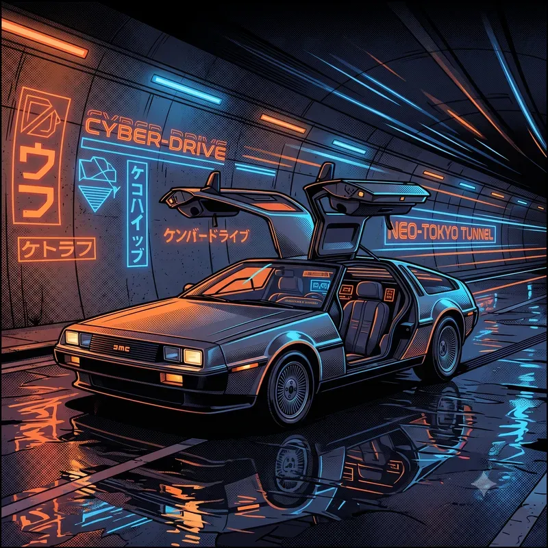 Retro Cyberpunk Neon Vector Graphics