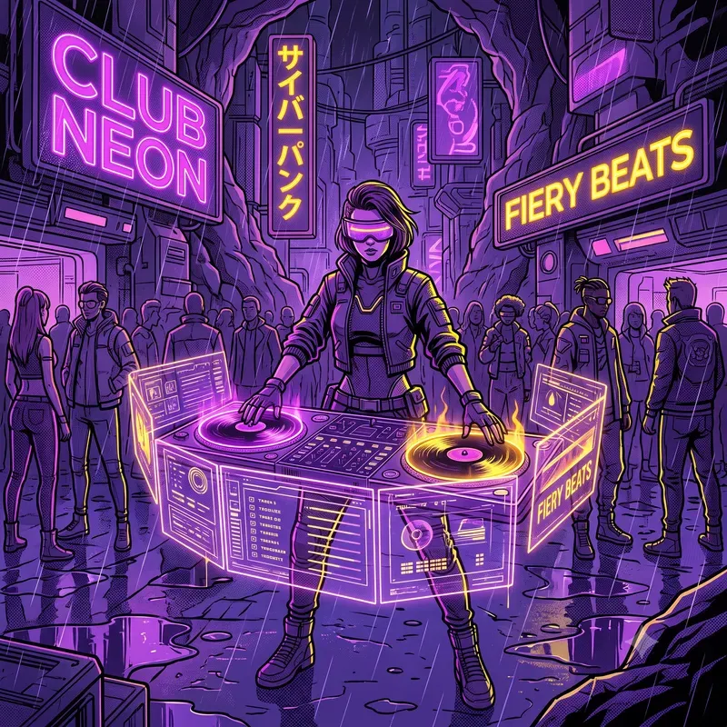 Retro Cyberpunk Neon Vector Graphics