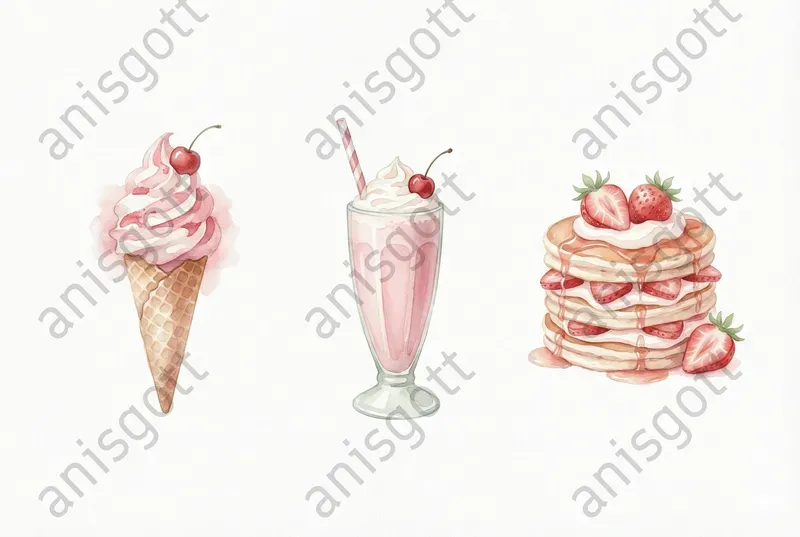 Coquette Strawberries Cream Clipart Sets