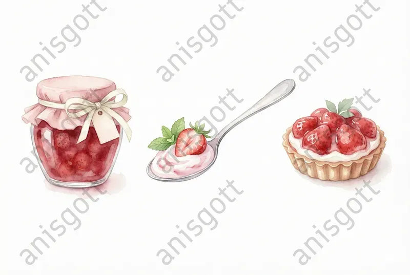 Coquette Strawberries Cream Clipart Sets