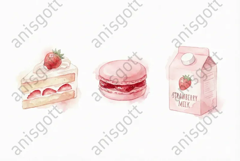 Coquette Strawberries Cream Clipart Sets