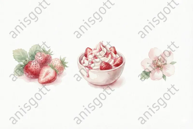 Coquette Strawberries Cream Clipart Sets