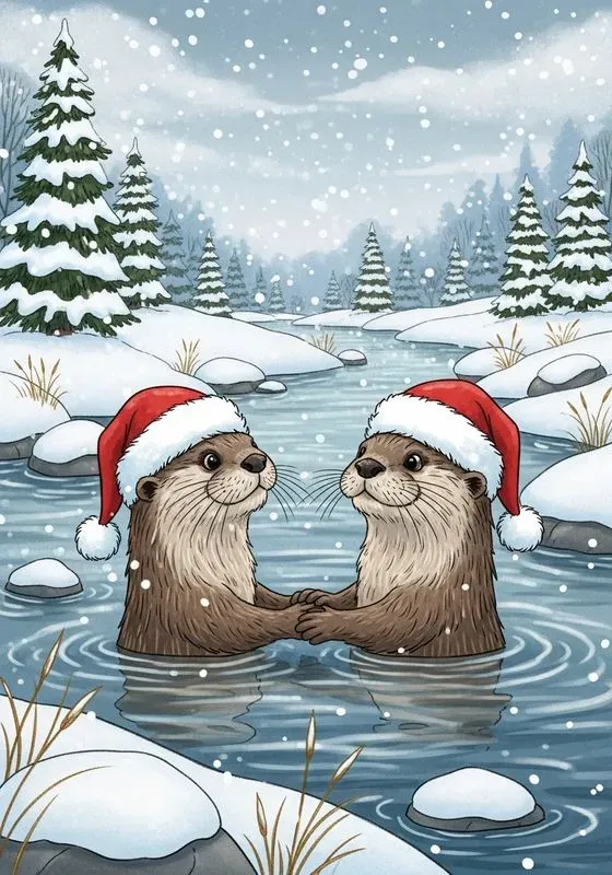 Cozy Storybook Christmas Card Art