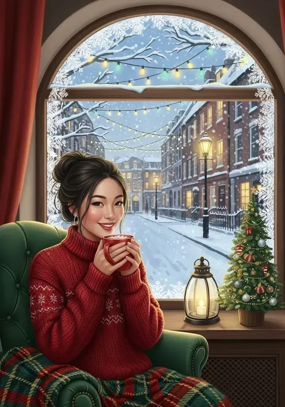 Cozy Storybook Christmas Card Art