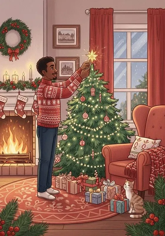 Cozy Storybook Christmas Card Art