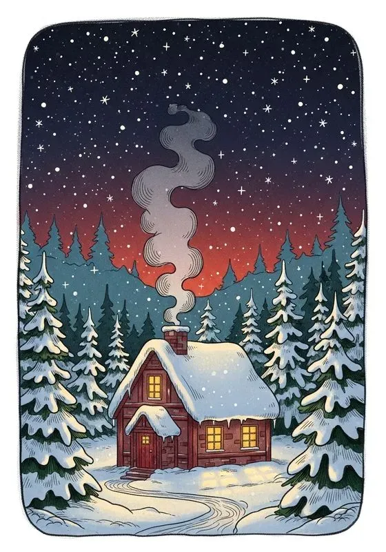 Cozy Storybook Christmas Card Art