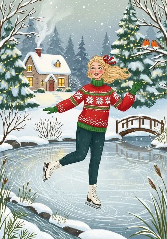 Cozy Storybook Christmas Card Art