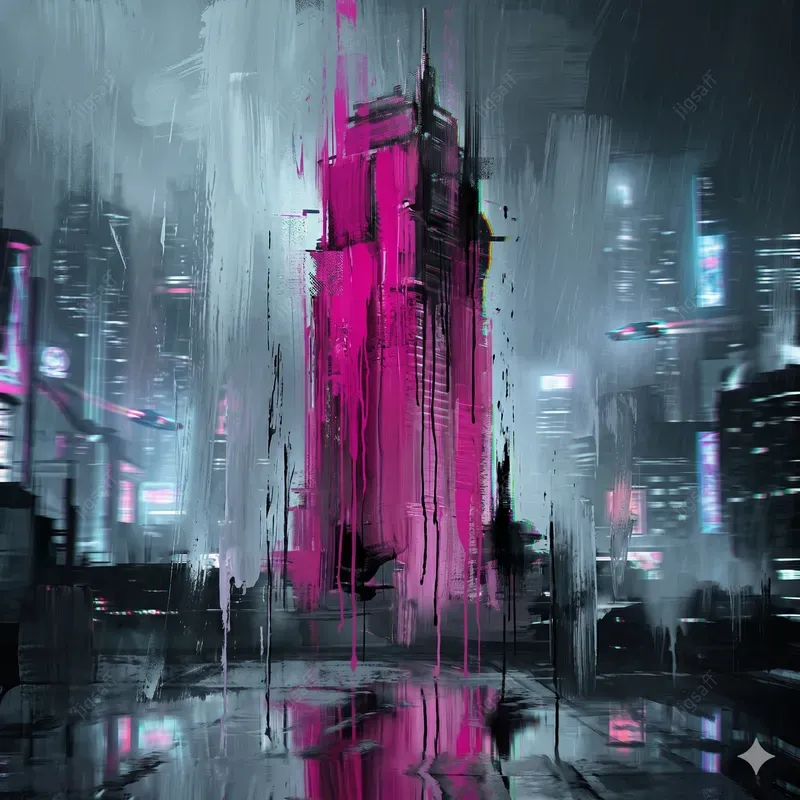 Abstract Smeared Cityscape Art