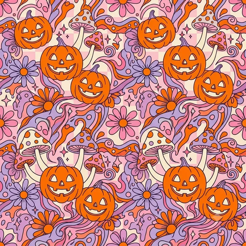 Halloween Textile Seamless Pattern Pods