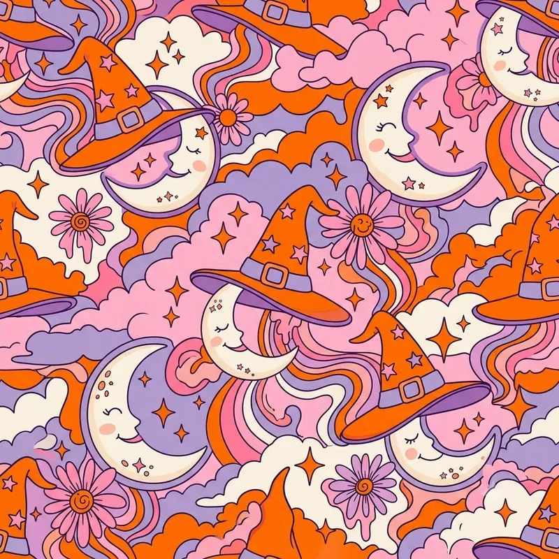 Halloween Textile Seamless Pattern Pods