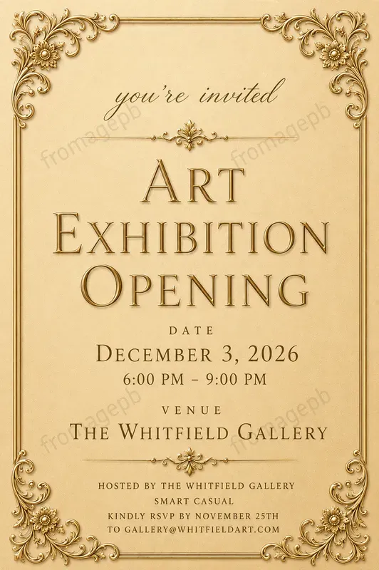 Elegant Gold Frame Event Invitations