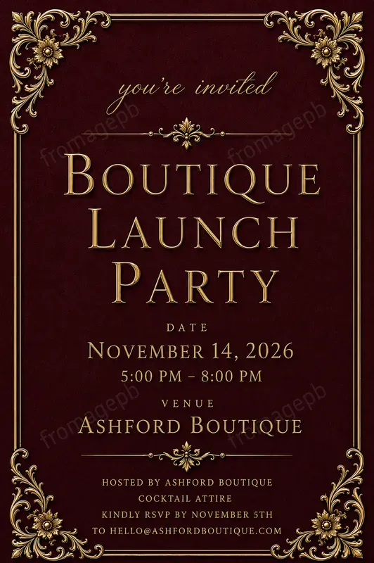 Elegant Gold Frame Event Invitations