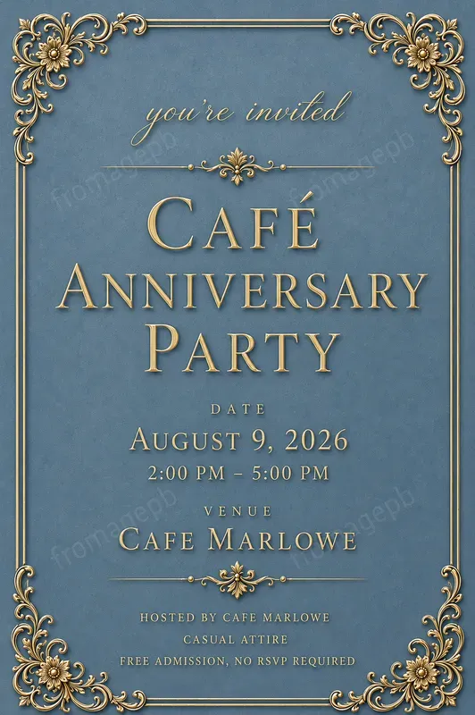 Elegant Gold Frame Event Invitations