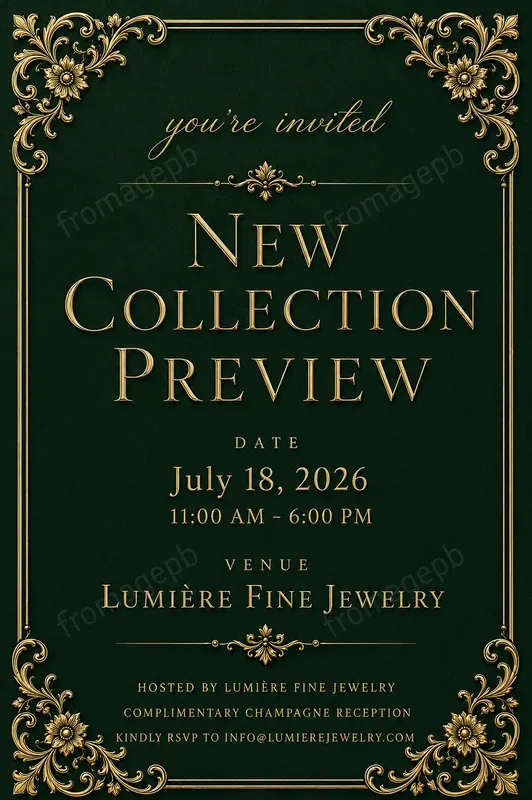 Elegant Gold Frame Event Invitations