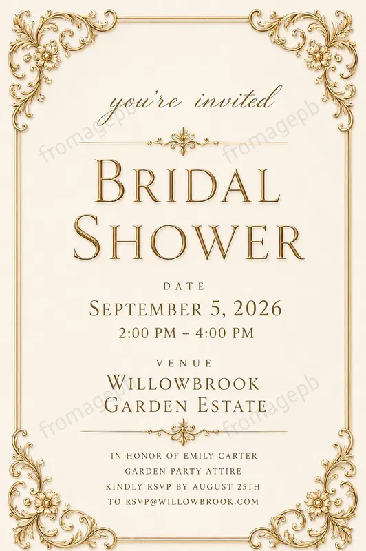 Elegant Gold Frame Event Invitations