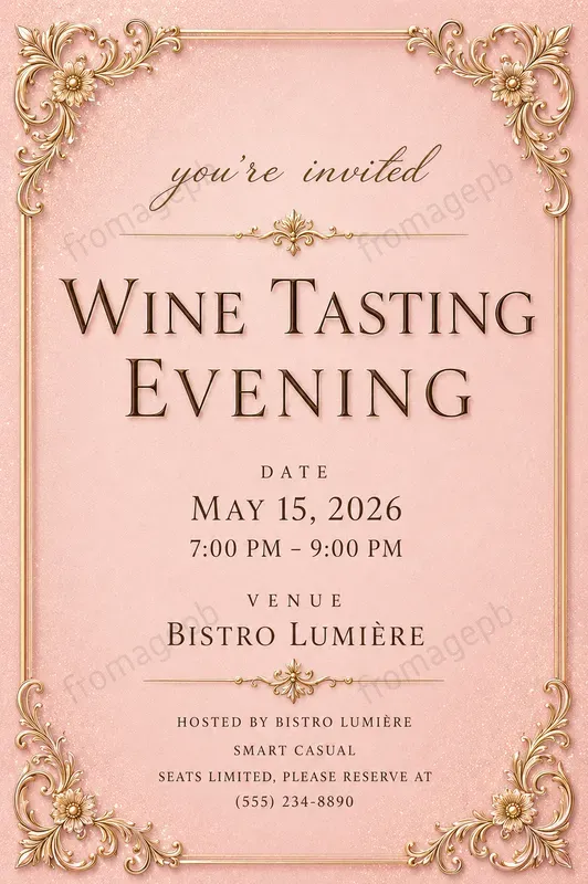 Elegant Gold Frame Event Invitations