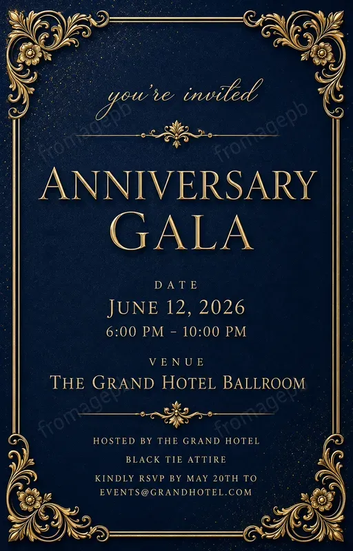 Elegant Gold Frame Event Invitations