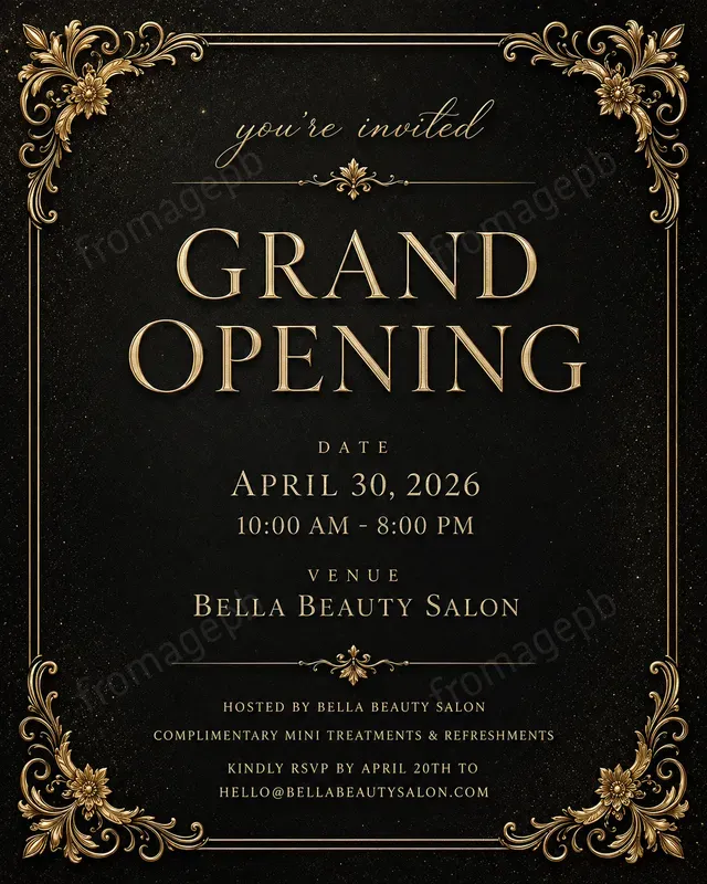 Elegant Gold Frame Event Invitations