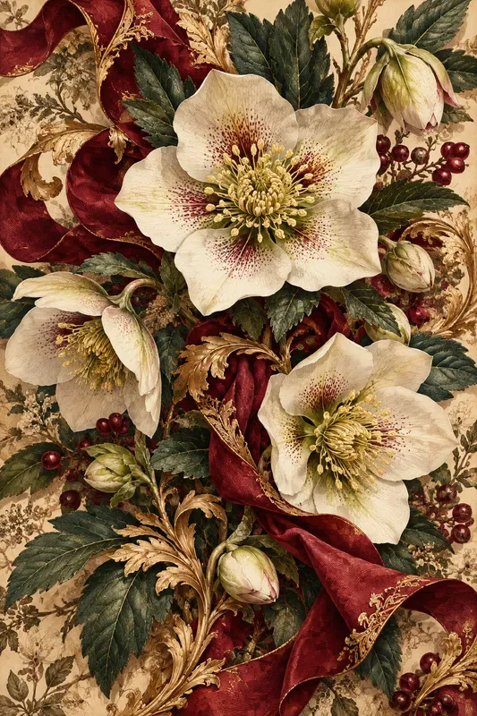 Christmas Floral Gift Wrap Paper Pods