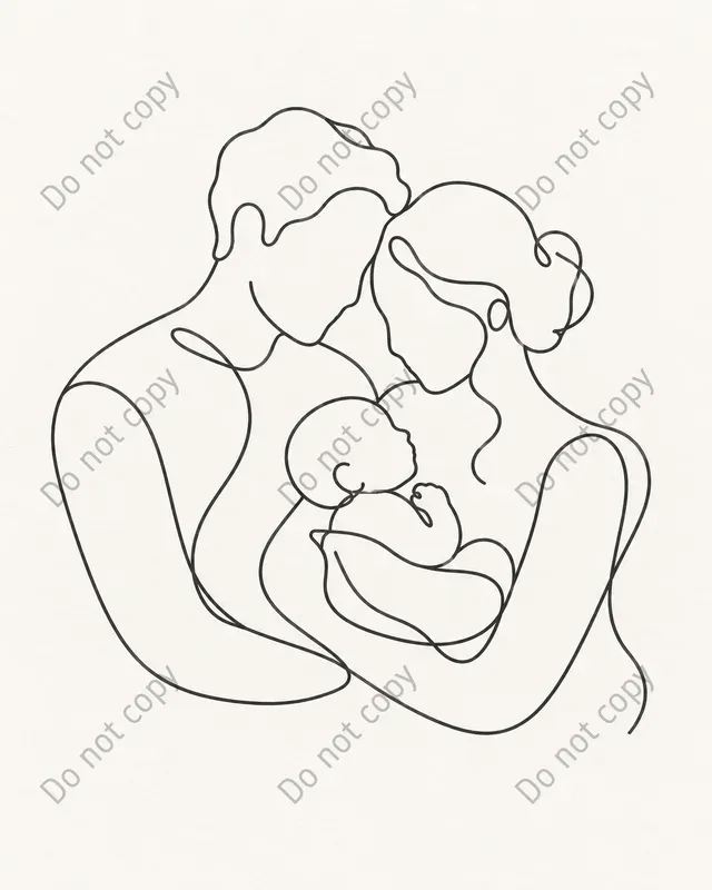 One Line Family Portrait Art Prints