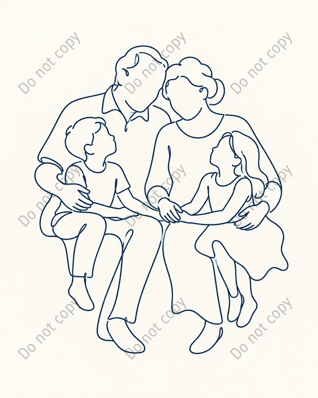One Line Family Portrait Art Prints