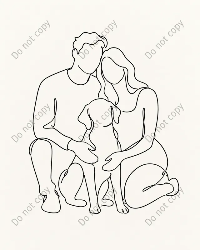 One Line Family Portrait Art Prints