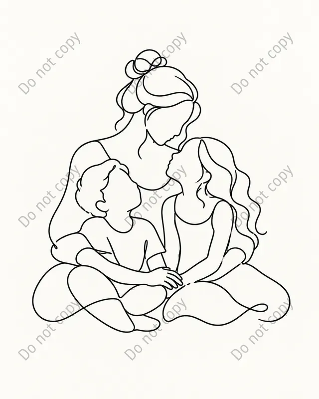 One Line Family Portrait Art Prints