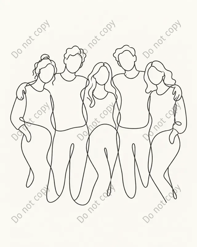 One Line Family Portrait Art Prints