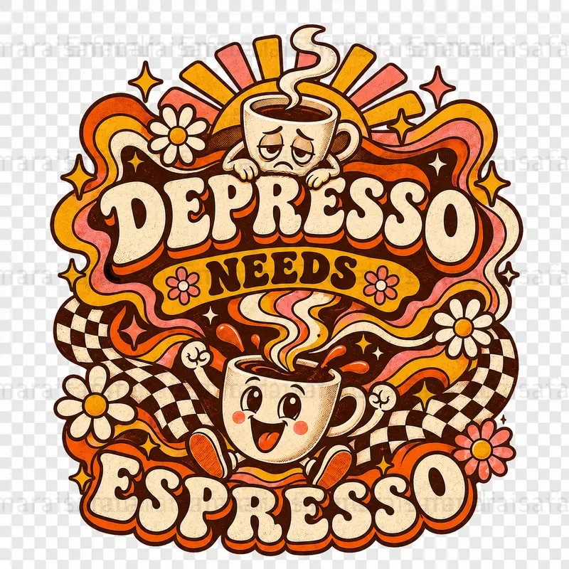 Groovy Retro Coffee Tshirt Designs
