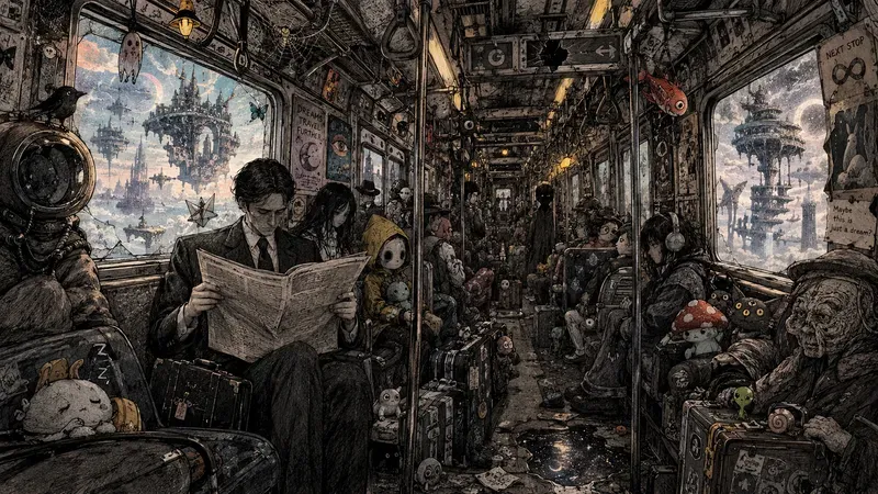 Surreal Train Journey Doodle Artworks