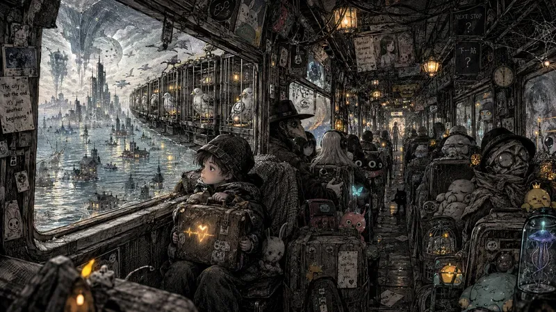Surreal Train Journey Doodle Artworks