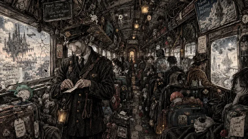 Surreal Train Journey Doodle Artworks