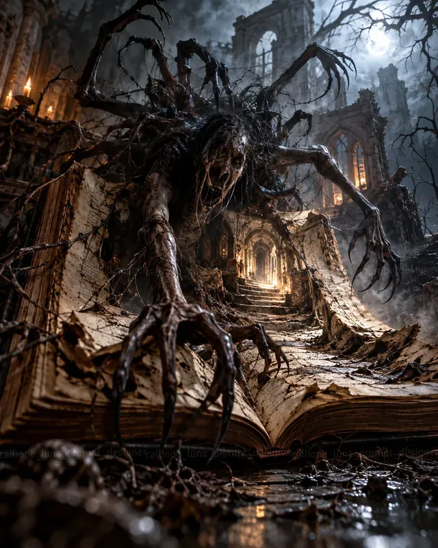 Hyperrealistic Horror Book Worlds