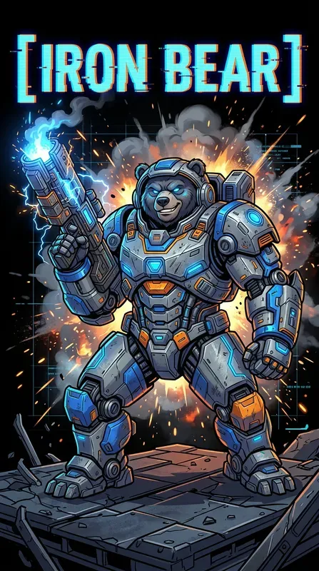 Cyber Mecha Cartoon Sticker Templates
